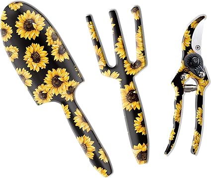 Amazon.com : GARTOL Garden Tool Set Sunflower Print 3 Piece Cast ...