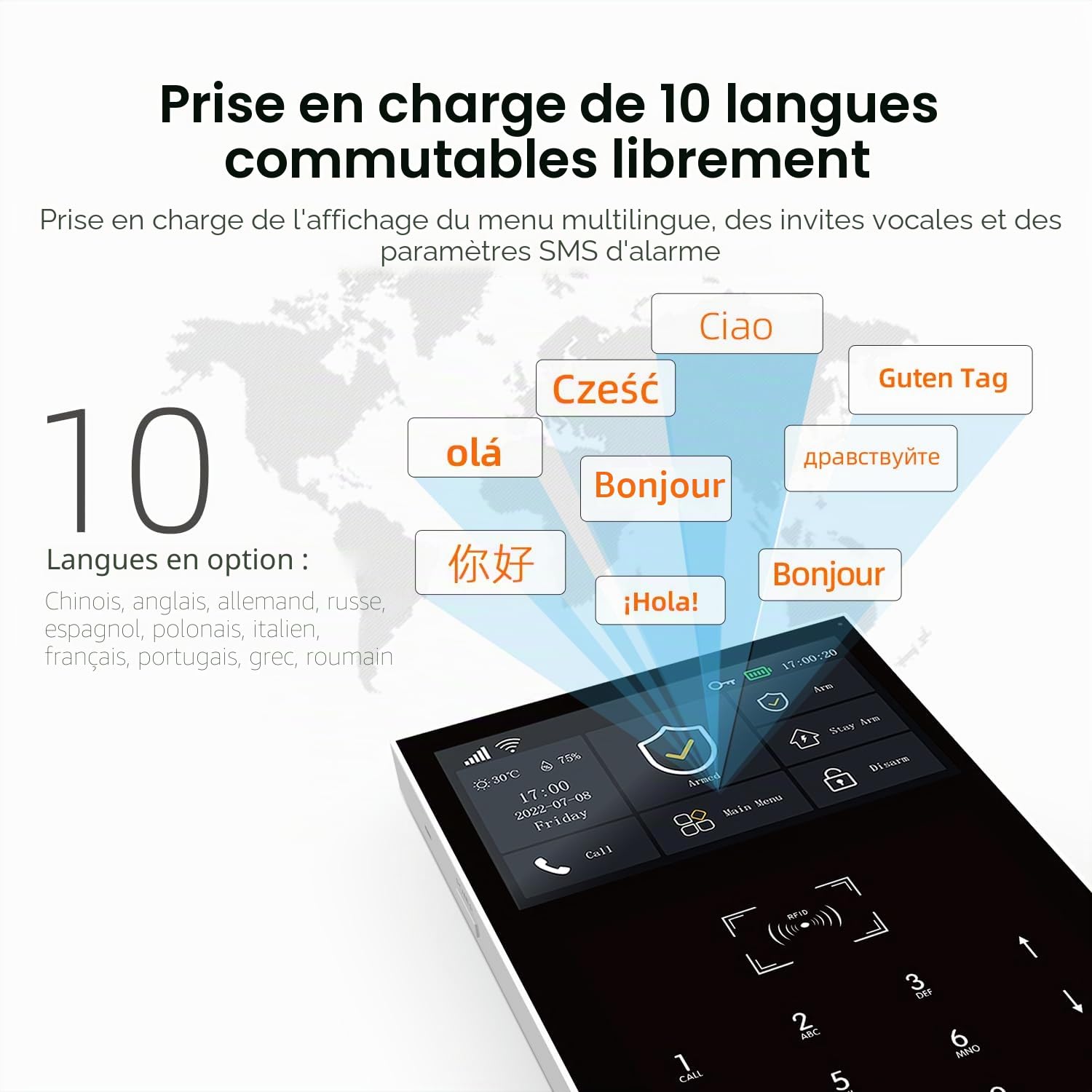 PGST Système d'Alarme sans Fil avec Écran Tactile, Contrôle par Application Téléphone, Capteurs d'Ouverture de Porte DIY, Détecteurs de Mouvement, Compatible avec Alexa, sans Abonnement Mensuel