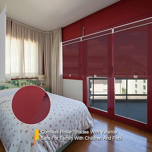 Miniatura 9 de Persianas opacas sin cordón, cortinas de tela morada con cenefa, aislamiento térmico, protección UV, filtro de luz, persianas enrollables para