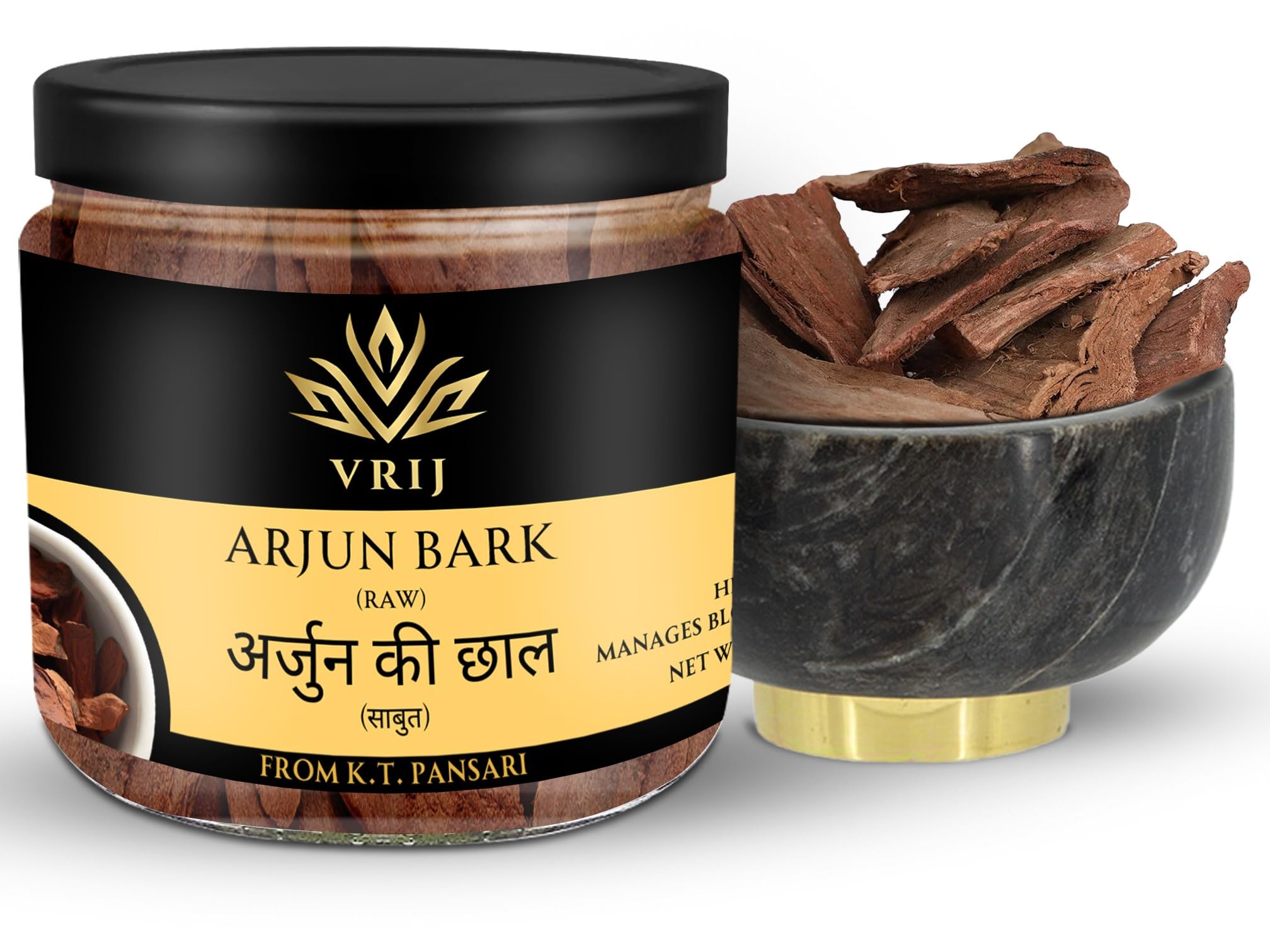 VRIJ Arjun Ki Chaal | 100Gm | Sabut | Arjun Tree Bark Whole | Terminalia Arjuna | Heart Health | Blood Circulation | Orgnic | Unadulterated | Genuine | Natural | Authentic