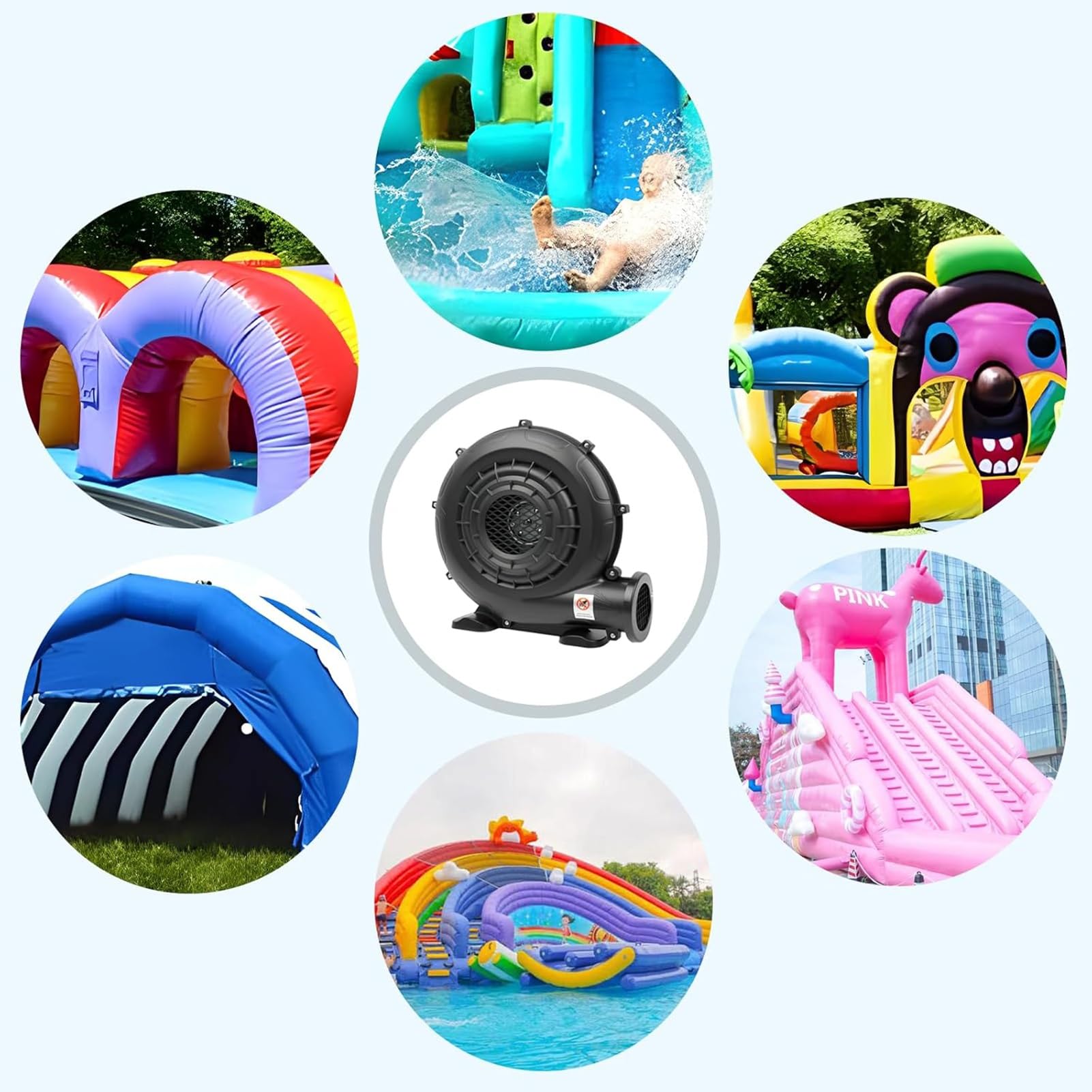 Bounce House dmuchawa do grilla, przenośna pompka, energooszczędna, komercyjna, przewodowa dmuchawa powietrza, do nadmuchiwanego domku odbijającego, dmuchanego zamku i zjeżdżalni wodnej