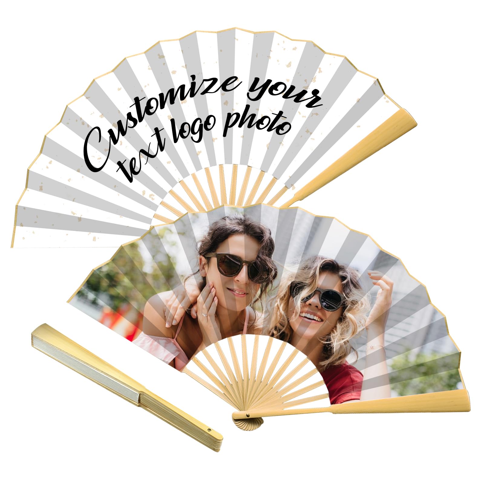 Angry Egg Boy 5pcs Personalized Photo Folding Fan, Custom Corporate Folding Fan, Corporate Culture, Logo, Promotion, Events, Party Themed Decorative Folding Fans with Your Photo/Text