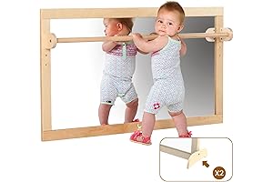 Coordination Mirror Montessori Wooden Toddler Mirror Safety Shatterproof Mirror Acrylic Non-Glass Early...