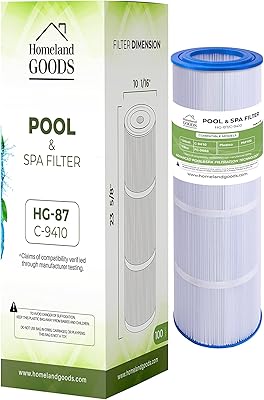 Homeland Goods PLF100A Pool Filter Replaces Pentair CC100, CCRP100, PAP100, PAP100-4, Unicel C-9410, R173215, Filbur FC-0686, 59054200, 160354, SP100 Predator 100, 100 sq.ft Filter Cartridge (1)