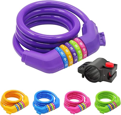 Cable de bloqueo de bicicleta deportiva, cerradura de cable de bicicleta de 4 pies con bloqueo de cable de bicicleta de combinación reajustable de 5