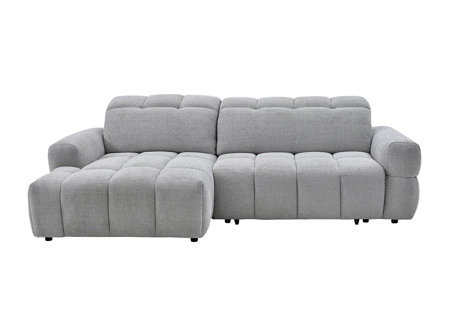 Vente-unique - Canapé d'angle Gauche Relax avec Assise coulissante électrique en Tissu Gris CARIALA