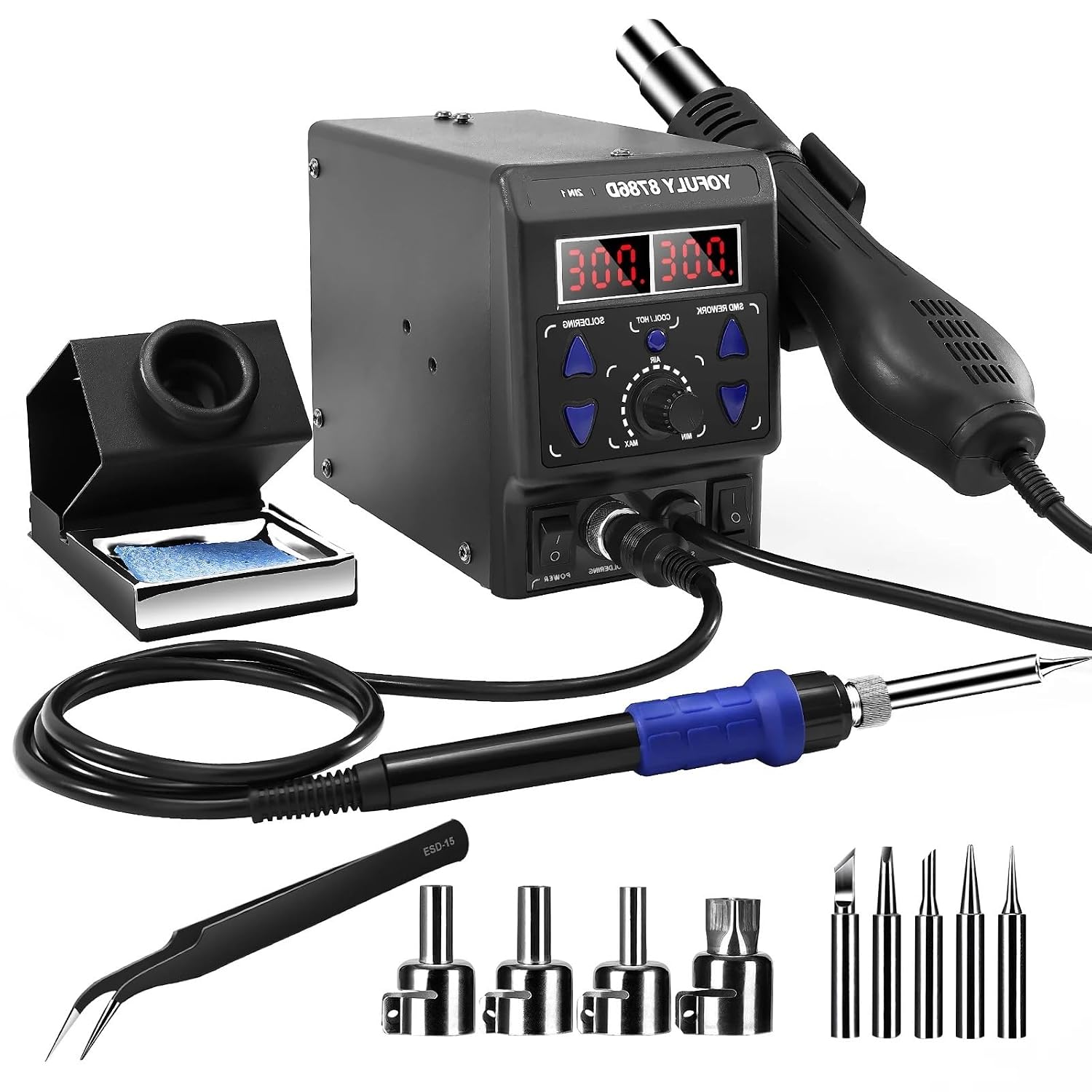 Soldering Station Digital Display Hot Air Gun Soldering Rework Station for Cell-Phone Welding Desoldering Repair Tools