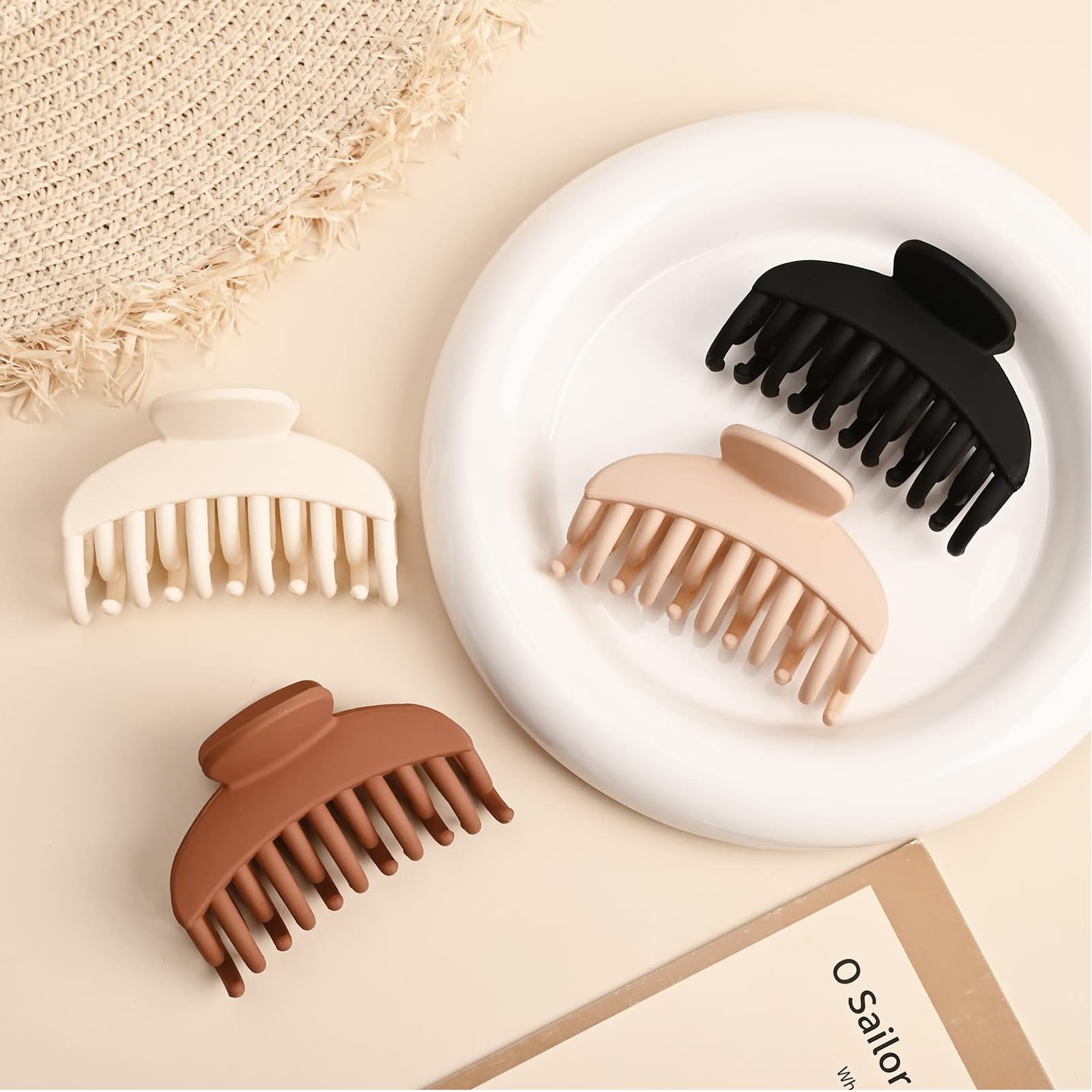 Pinces à Cheveux En Résine – Lot De 2 – Couleur Beige & Caramel Translucide – Neuf Sans étiquettes