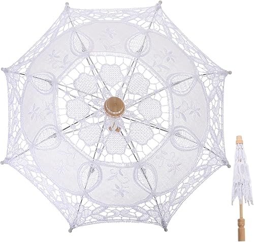 Totority Paraguas de encaje, sombrilla de encaje vintage, 5.9 in, para novia, boda, blanco, para manualidades, decoración de fiesta de fotos