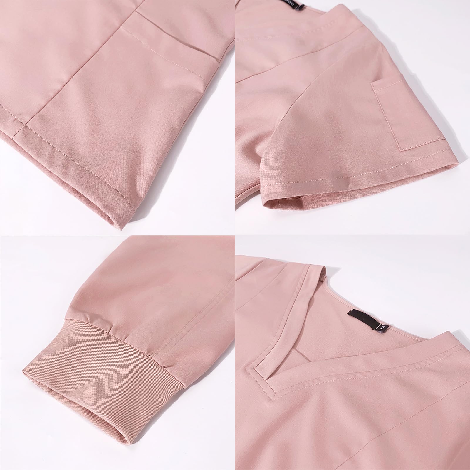 Divisa Sanitaria Donna con 8 Tasche, Top Scollo V & Pantaloni Divise Scrub da Infermiera Set Uniforme per Medici, Infermieri, Veterinari, Dentisti