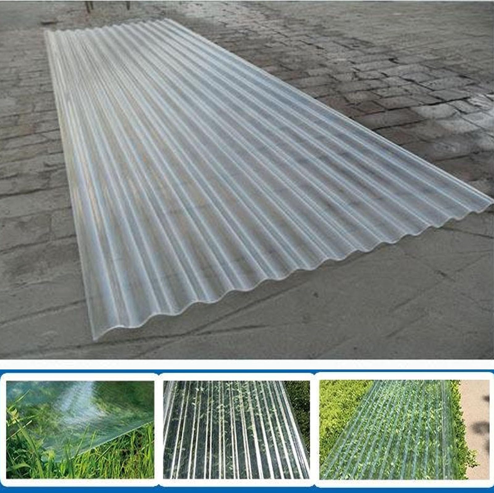 Planchas Transparentes Tejados, 1mm FRP Con Resistencia A Los Rayos UV, Chapa Ondulada Para Invernaderos, Placa De Techo Trapezoidal A Prueba De Lluvia, Garaje Corrugado (0.9×1.7m/35×67in,1pcs)