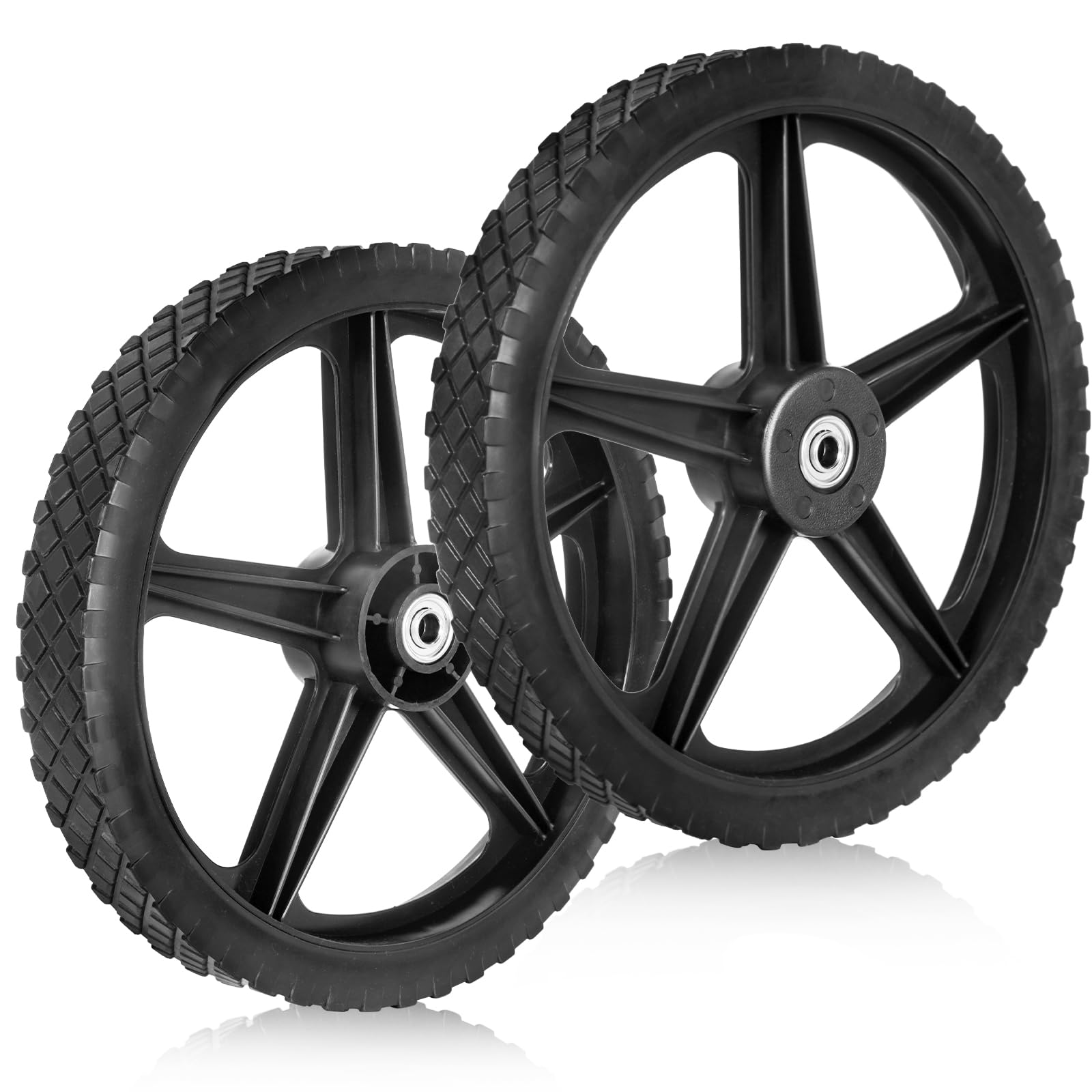 Ruedas para cortacésped de 14 pulgadas (paquete de 2) – Ajuste universal para la mayoría de cortacéspedes – Ruedas resistentes de 90 libras de capacidad con orificio de 1/2