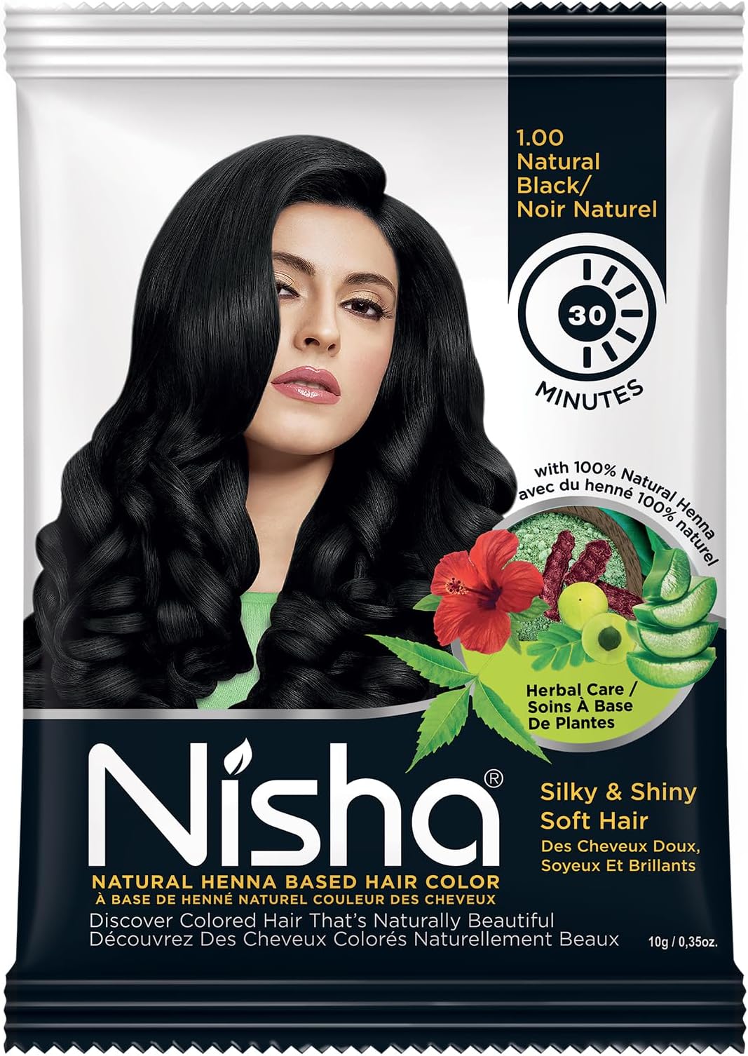 Nisha Natural Henna Based Hair Color (Natural Black) 10GM Pack of 10