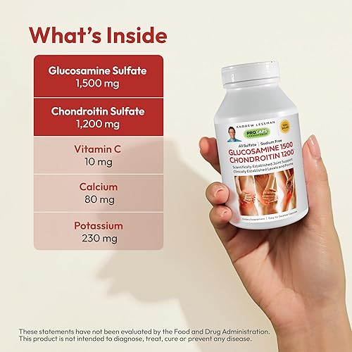 Miniatura 3 de ANDREW LESSMAN Glucosamina 1500 Condroitina 1200 mg - 150 Cápsulas - Forma 100% Sulfato, Ingredientes y Niveles Establecidos Investigación para el
