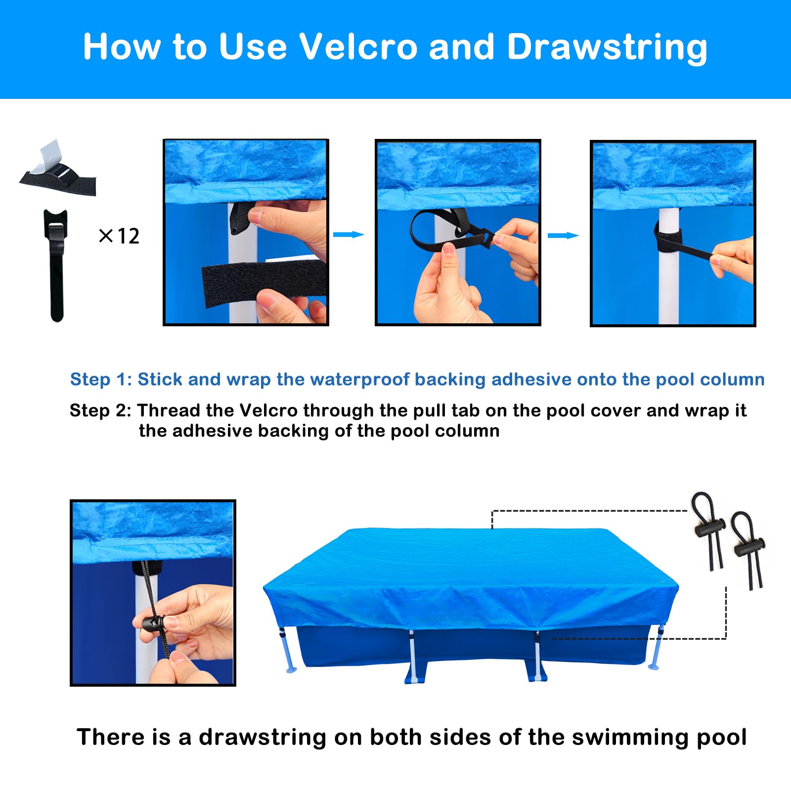 Bâche De Piscine Rectangulaire 450 X 220 Cm PE Bleu FR554099