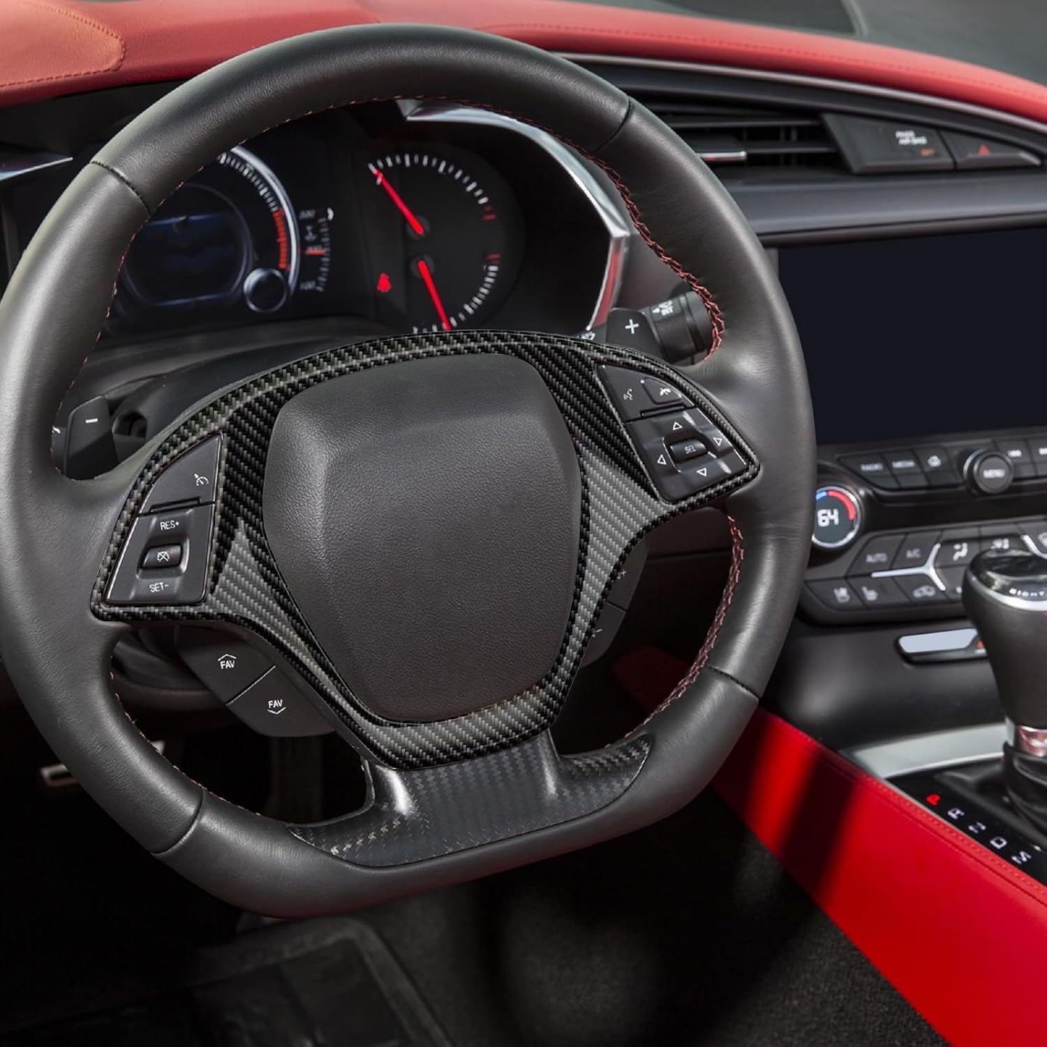 Real Carbon Fiber Steering Wheel Cover Compatible with Corvette C7 2014–2019
