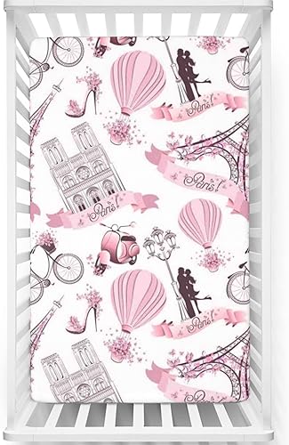 Sábana bajera ajustable para cuna con temática de la Torre Eiffel, sábana bajera estándar para cuna, material ultra suave, ideal para habitación de disponible en Yaxa Peru