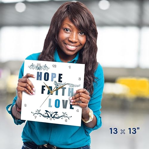Miniatura 4 de 3dRose Wall Clock Silent - 13 inch - Hope, Faith and Love Blue Butterflies Inspirational Art - PS Inspirations