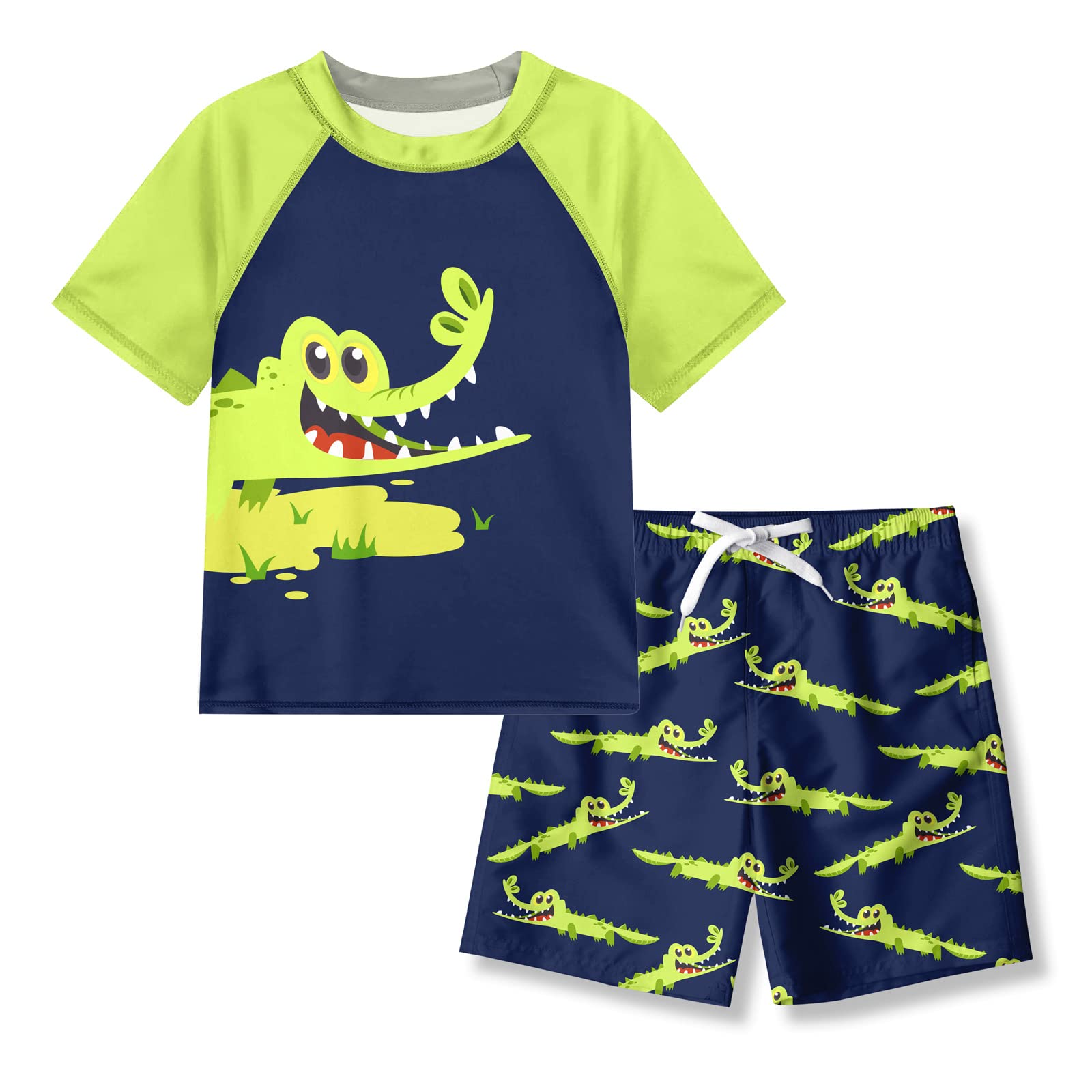 UNIFACOBoys Swim Set 2 Piece UPF 50+ Rash Guard and Swim Trunks Kids Swimsuits Quick Dry Bathing Suits
