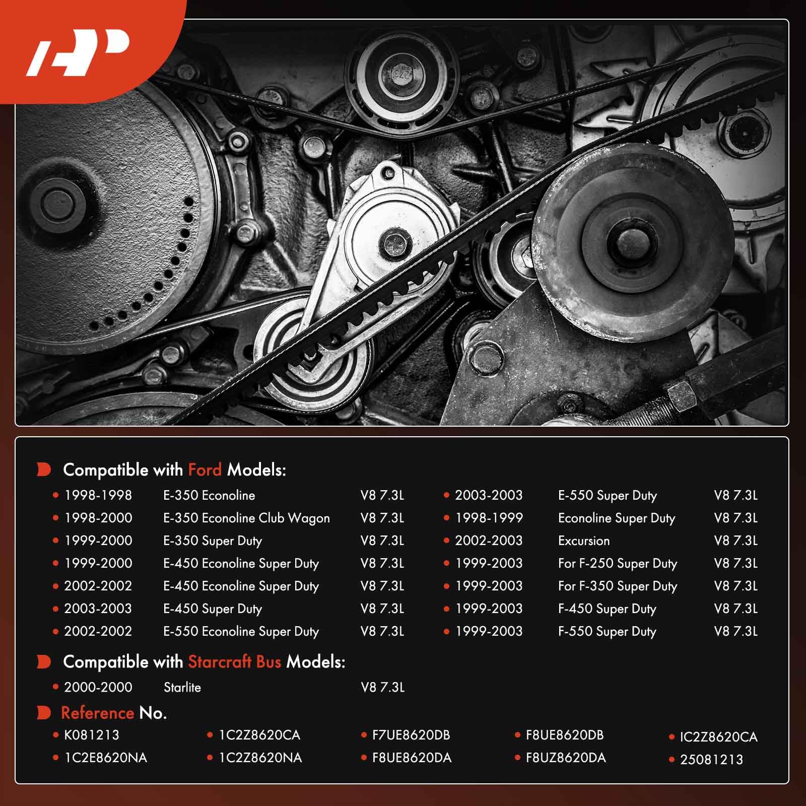 Heavy Duty Serpentine Belt For Ford F-250 F-350 F-450