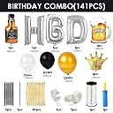 Party Propz Happy Birthday Decoration Kit - 141Pcs Adult Birthday Decoration Items | Birthday Decoration Items for Husband | Giant Foil Balloons for Birthday | Silver Metallic HBD Birthday Balloons gallery image