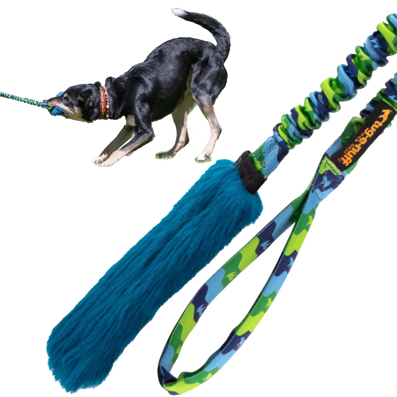 Tug-E-Nuff Bright Fauxtastic Durable Bungee Tug Toy for Dogs | For Interactive Dog Training & Dogs of all Ages | Artificial Fur Bungee Tug Toy | Made of Faux Fur | 3 Colour Patterns | Size 22.5 inches
