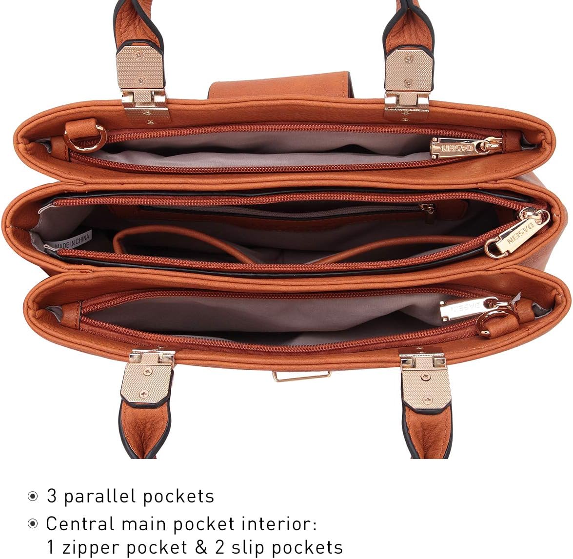 Dasein Women Satchel Handbags Top Handle Purse Medium Tote Bag Vegan Leather Shoulder Bag - Image 5