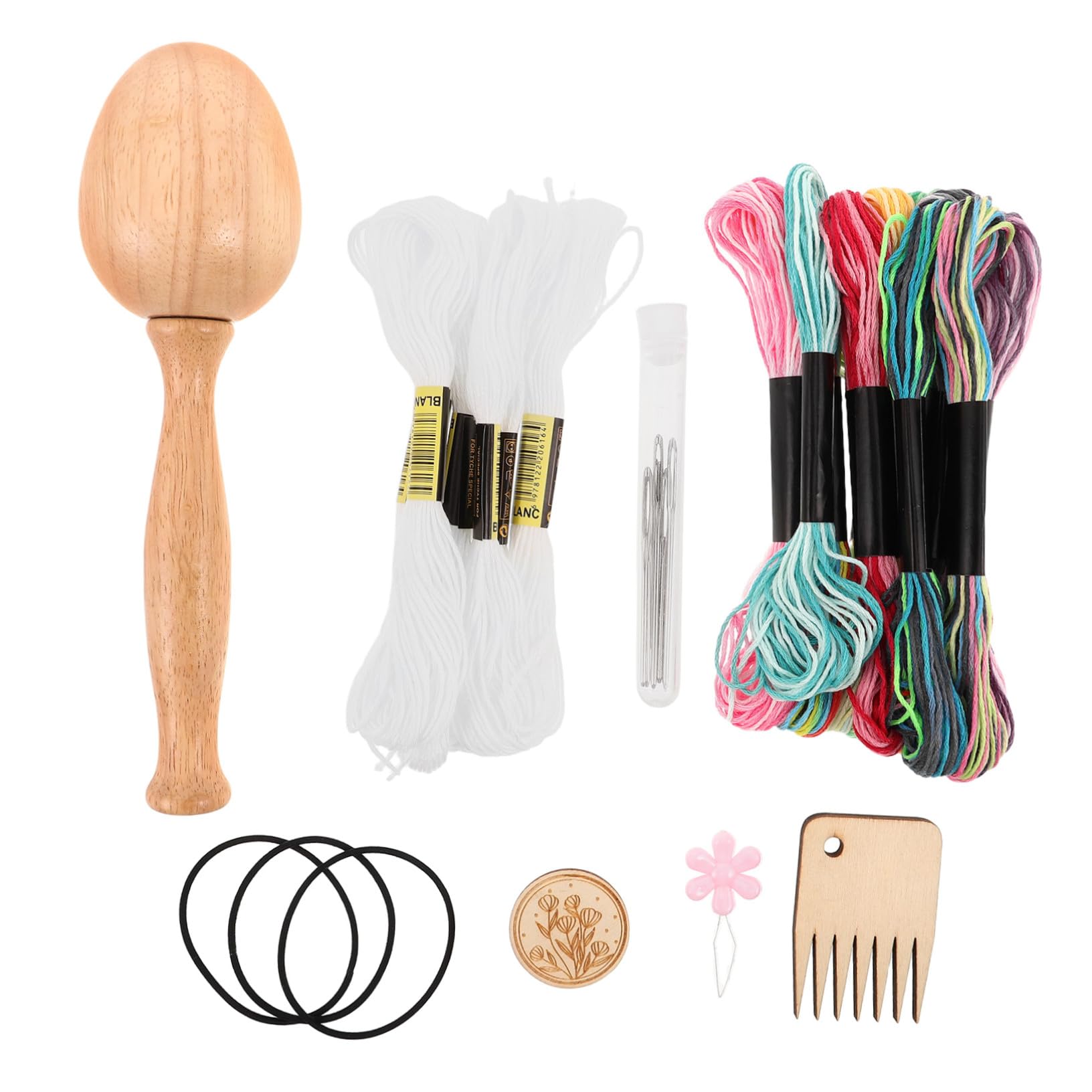 Kit de Zurcido Forma de Huevo para Principiantes y Expertos | 1 Juego, Madera Plástico Metal, Almacenamiento de Aguja, Reparación de Daños en Lana y Vaqueros Color Aleatorio
