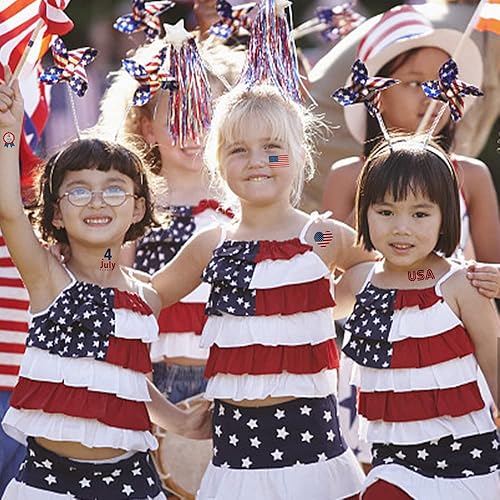 Miniatura 6 de Hying 10 tatuajes patrióticos temporales para niños y adultos, bandera estadounidense, Día de los Caídos, tatuajes temporales para el Día del