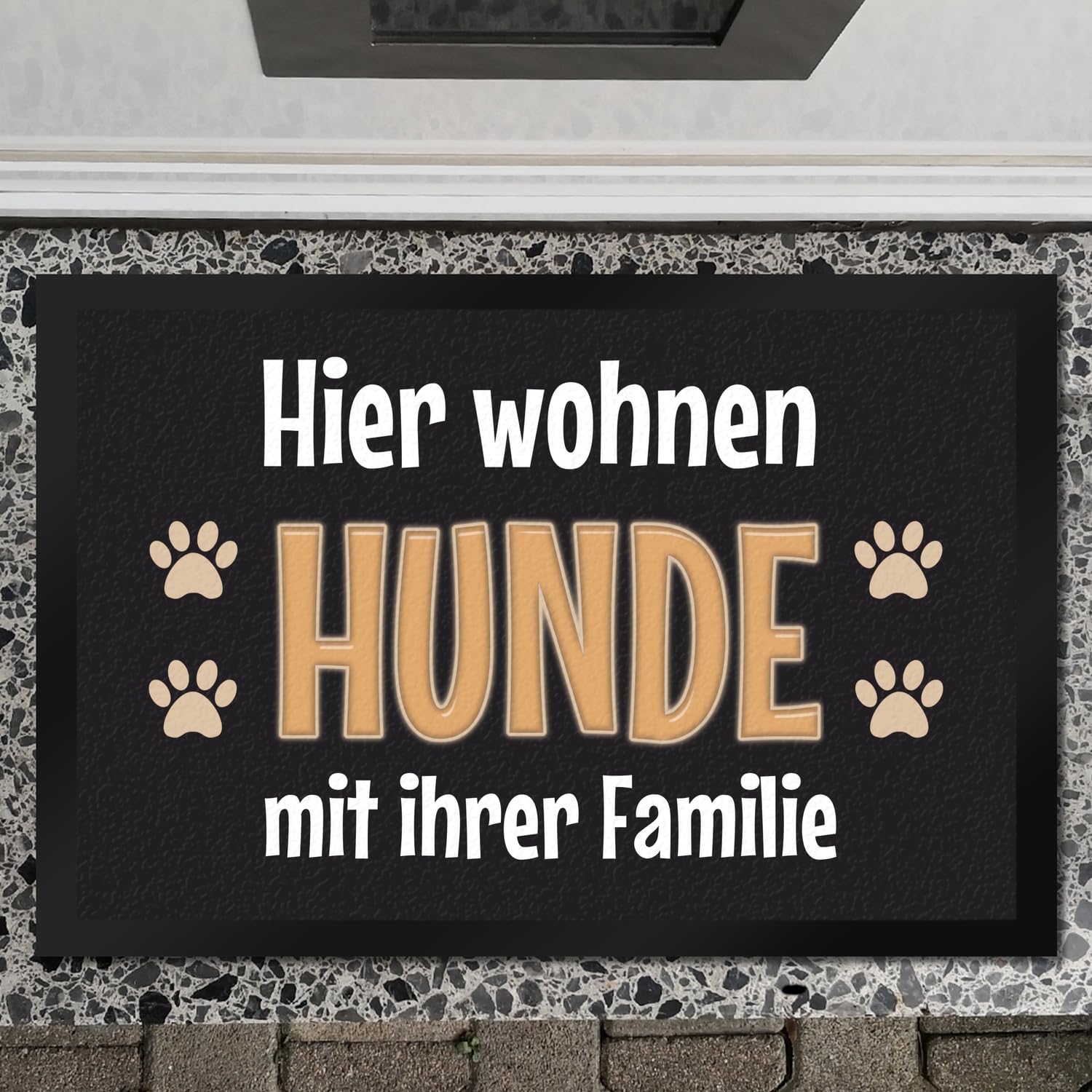 trendaffe - Fußmatte Hier wohnen Hunde mit ihrer Familie