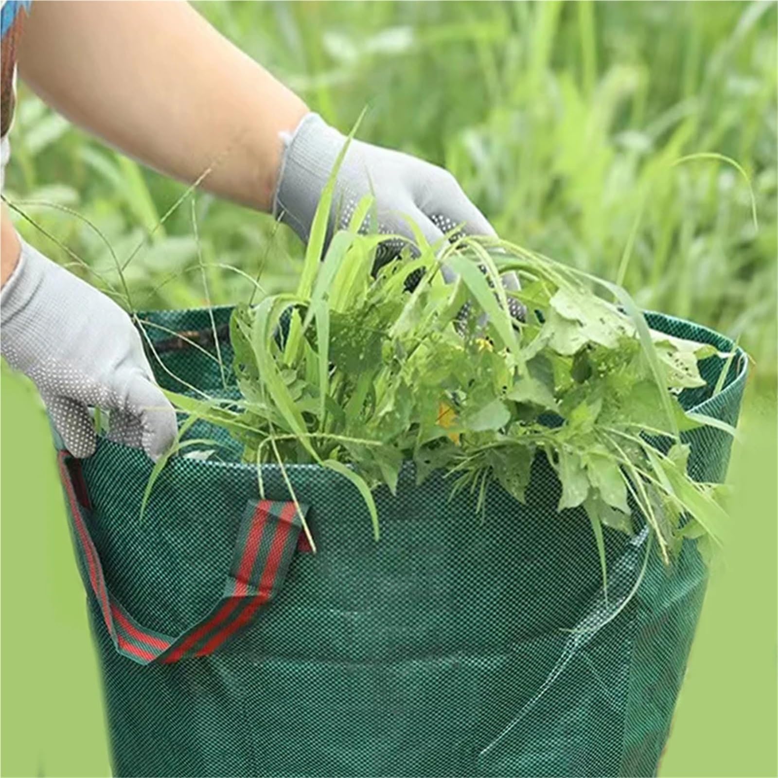 6 pz 50L Pattumiera Impermeabile Tote Contenitore for Detriti Riutilizzabili Bidoni for Rifiuti Da Giardino Con 4 Manici Pieghevoli for Fiori Siepe per Foglie Rifiuti