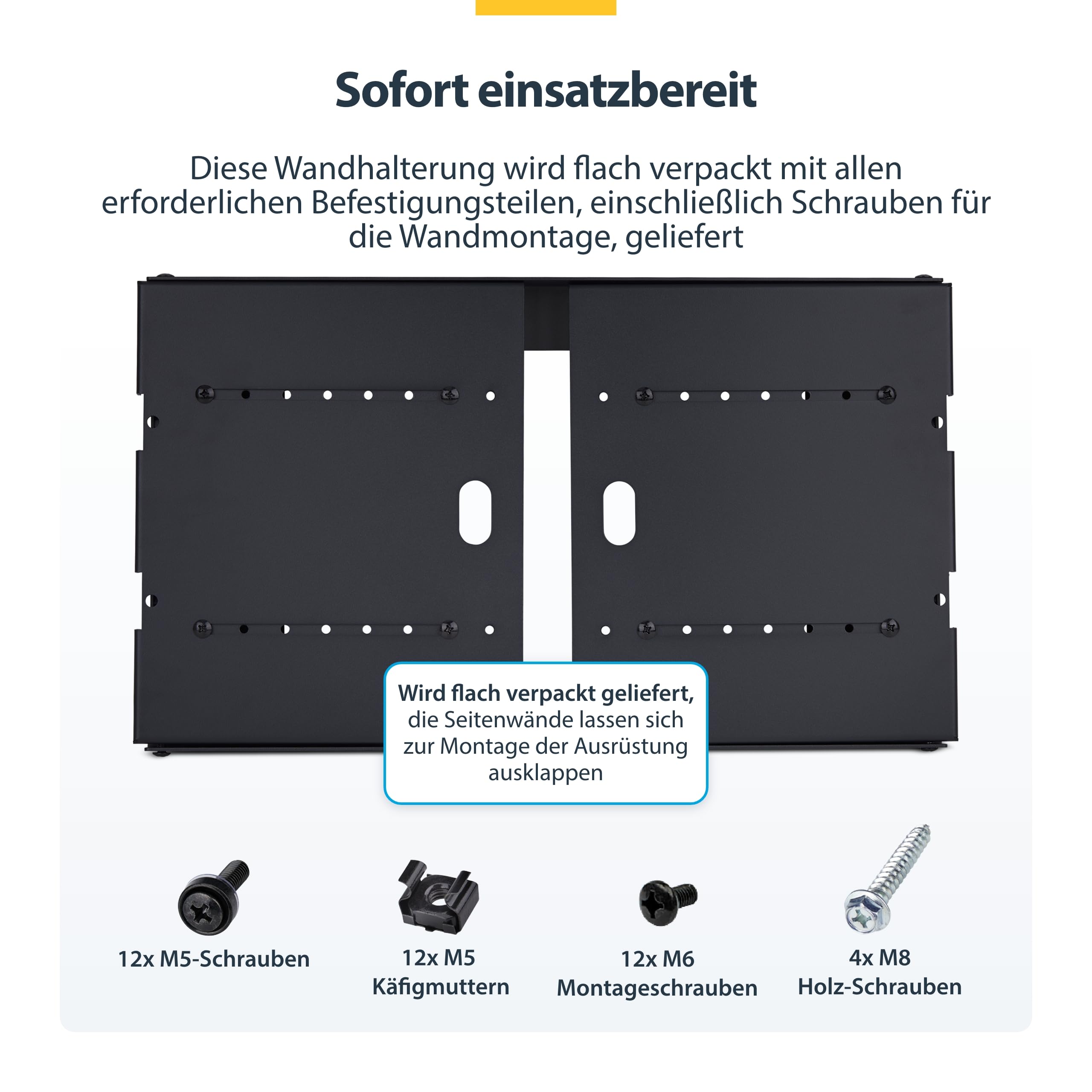 StarTech 2-Pfosten 6HE Wandmontage Rack, 19", 40kg (WALLMOUNT6-HAF) | Serverrack, Schrank, für Server/Daten/Netzwerkgeräte, Fachböden, Patch-Panels, USV, ausklappbar