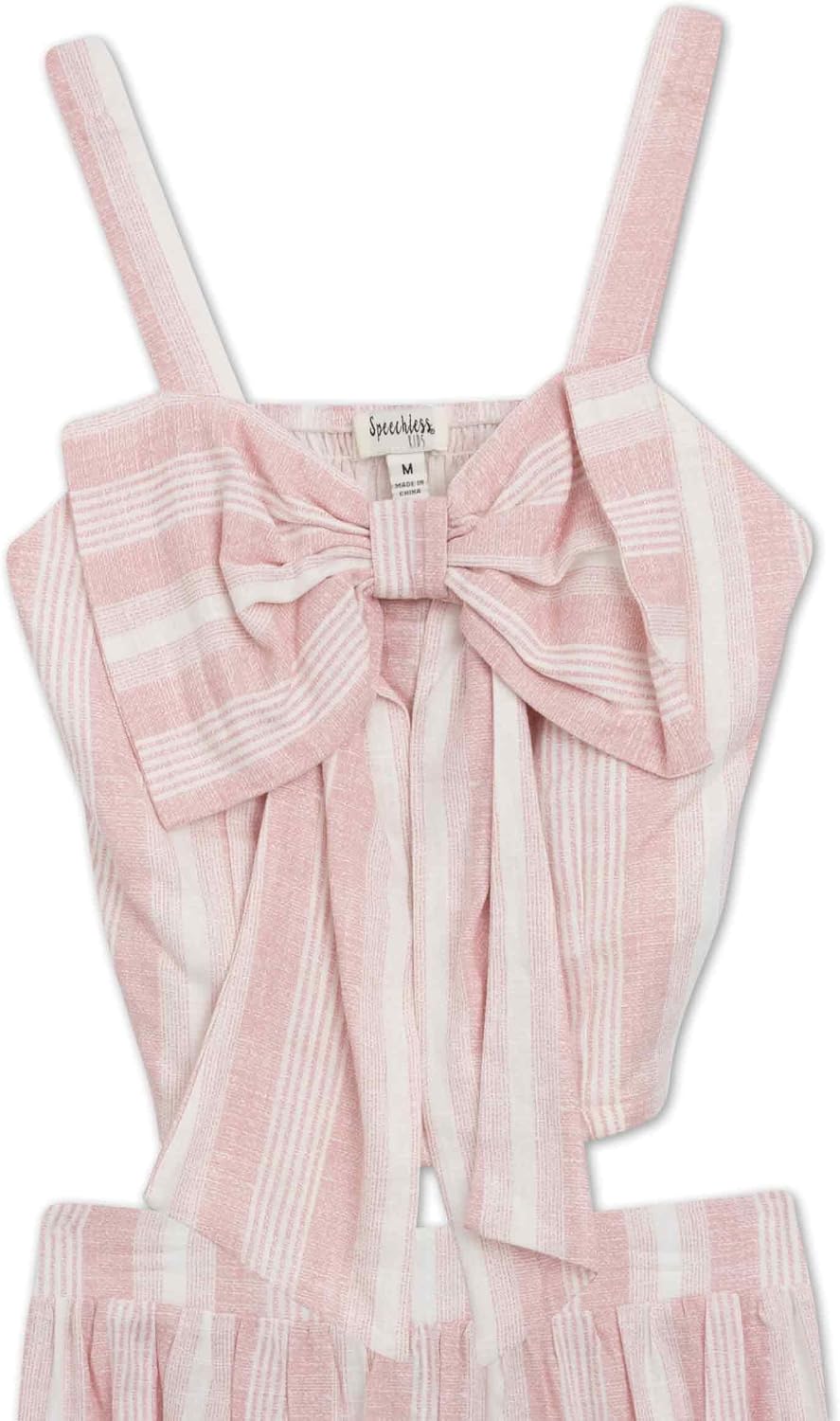 Speechless Girls' 2-piece Sleeveless Bow Top and Tiered Maxi Skirt Set