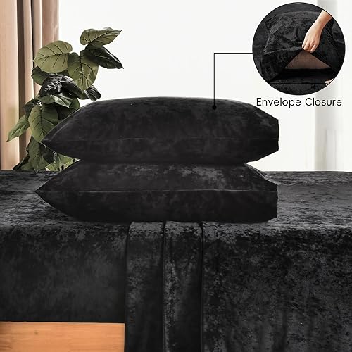 Miniatura 6 de PHF Truly Velvet - Juego de sábanas de terciopelo tamaño Queen, juego de sábanas ultrasuaves de 4 piezas, lujosas y acogedoras, cálidas para otoño e