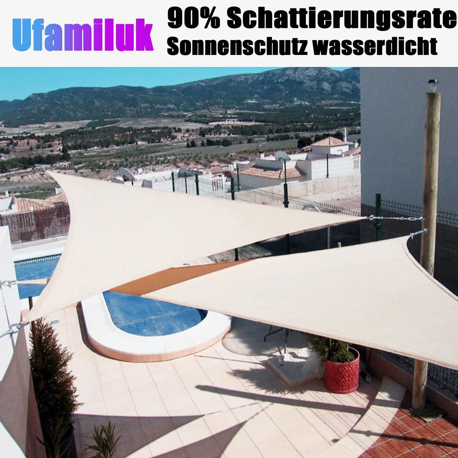 Amazon.de: Ufamiluk sonnensegel wasserdicht rechteckig 1.5x3m sonnensegel  Balkon Regenschutz 95% UV Schutz Windschutz berdachung Plane fr Garten  Terrasse Outdoor Camping Patio Schwimmbad Fluoreszierendes Gelb