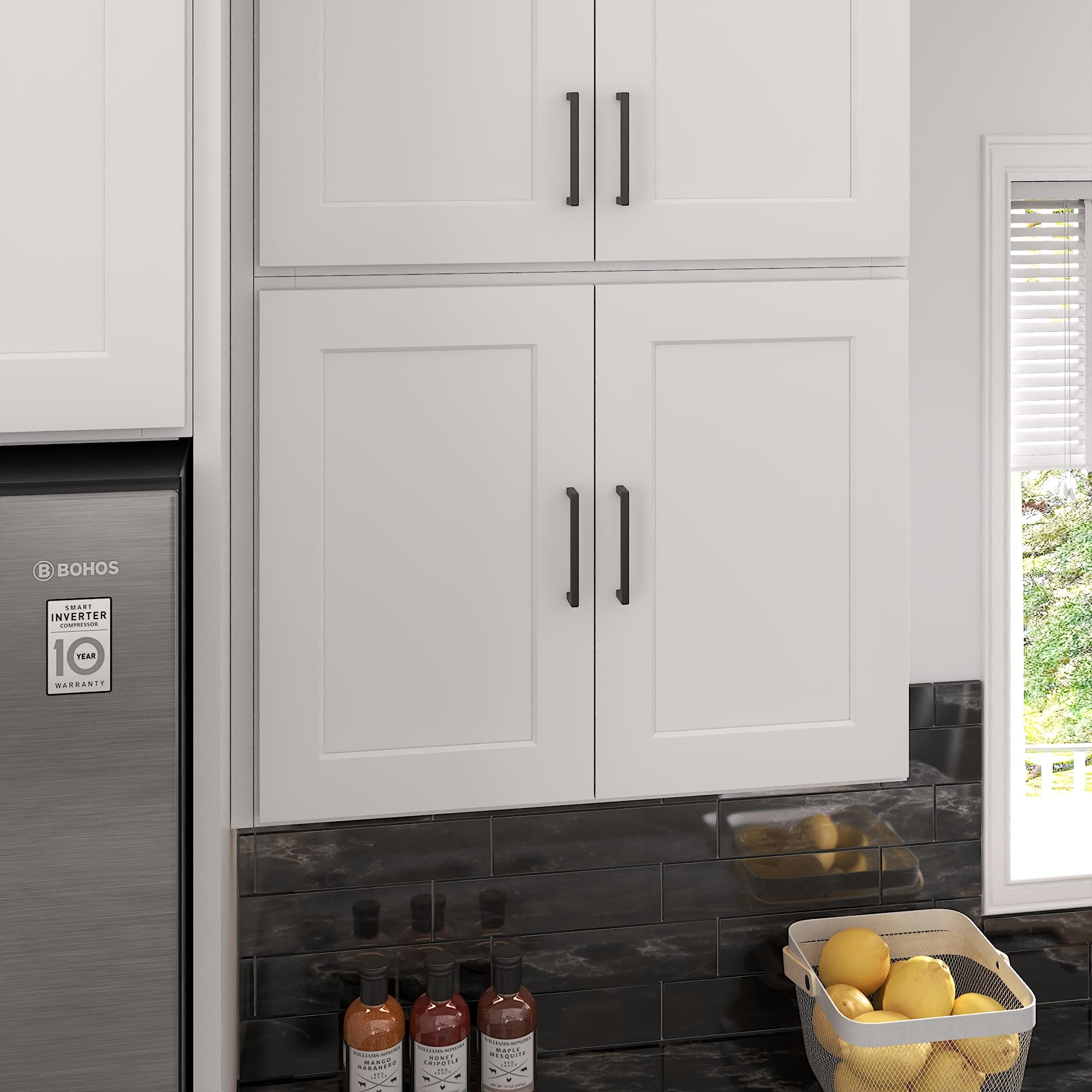 Furinno Shaker Wall Kitchen Cabinet 2-Doors, White