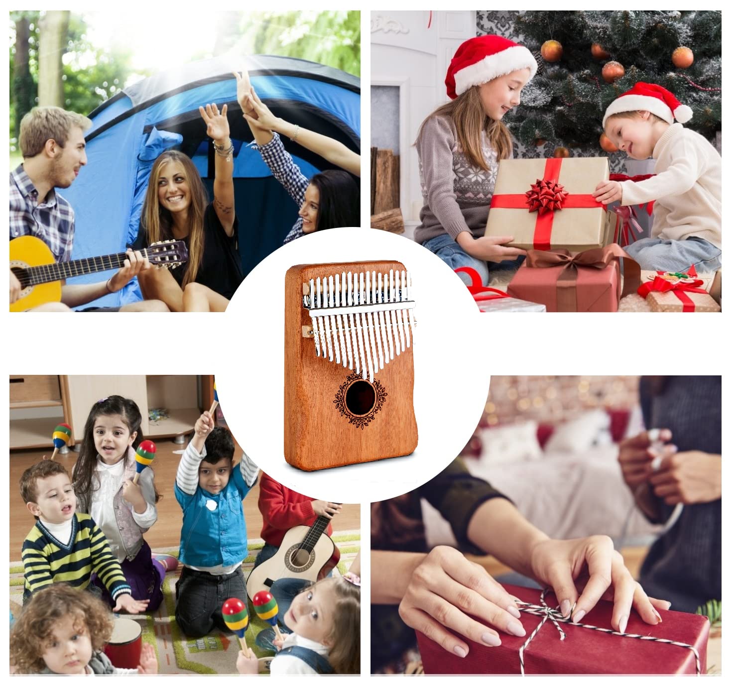 Kalimba 17 Tasten Holz Musikinstrument für Anfänger Kinder Erwachsene