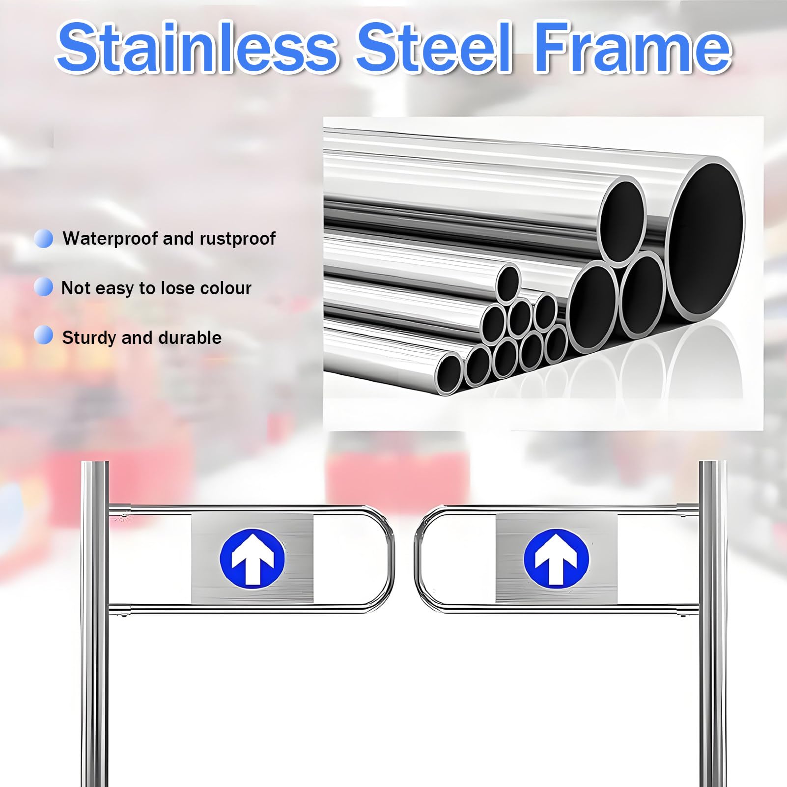 Puerta batiente Universal de Metal Industrial para almacén, Puerta batiente automática con Resorte y Cierre automático para entradas de supermercados Right-70 * 100cm