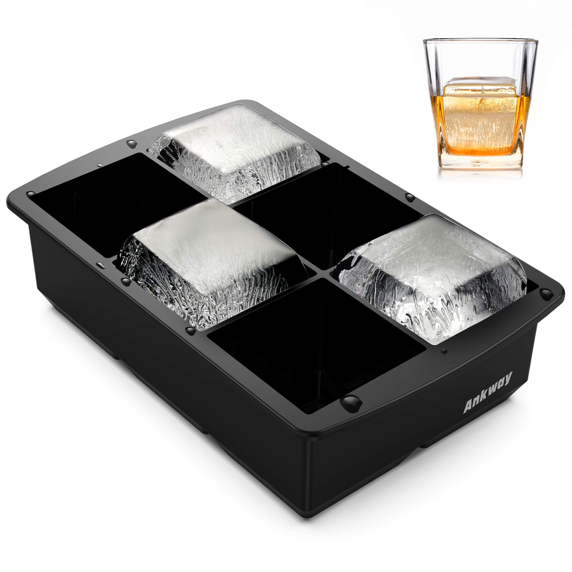 Ankway Silikonowa forma do kostek lodu, duża, 5 cm, XXL, do chłodzenia dłużej i wolniej topi się do koktajli, whisky, szkockiej na skałach, bourbonu, highball i wielu innych