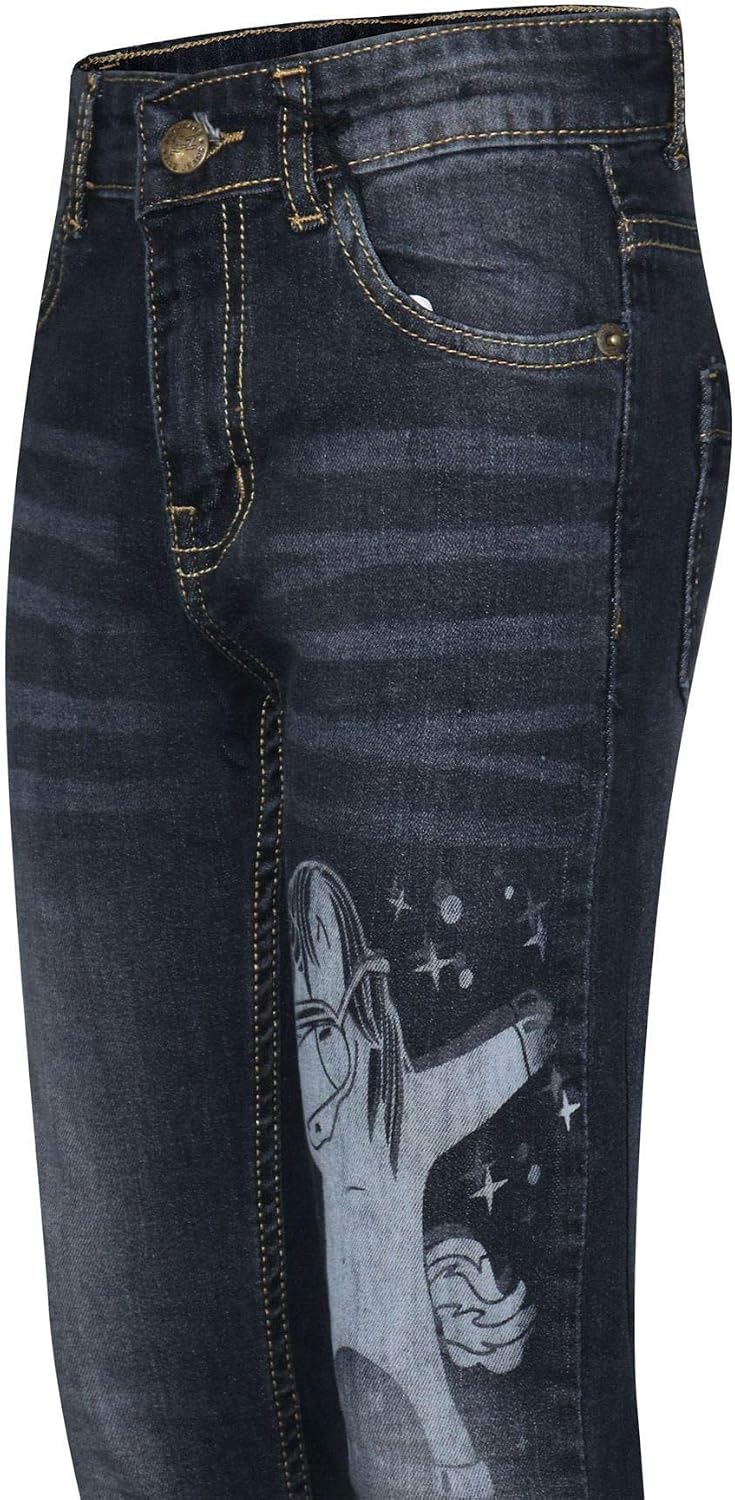 Kids Boys Jeans Designer Unicorn Dab Denim Stretchy Pants Fit Trousers 5-14 Yr