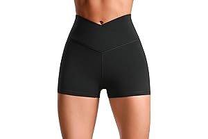 CRZ YOGA Women's Butterluxe Crossover Biker Shorts Buttery Soft Yoga Workout Shorts