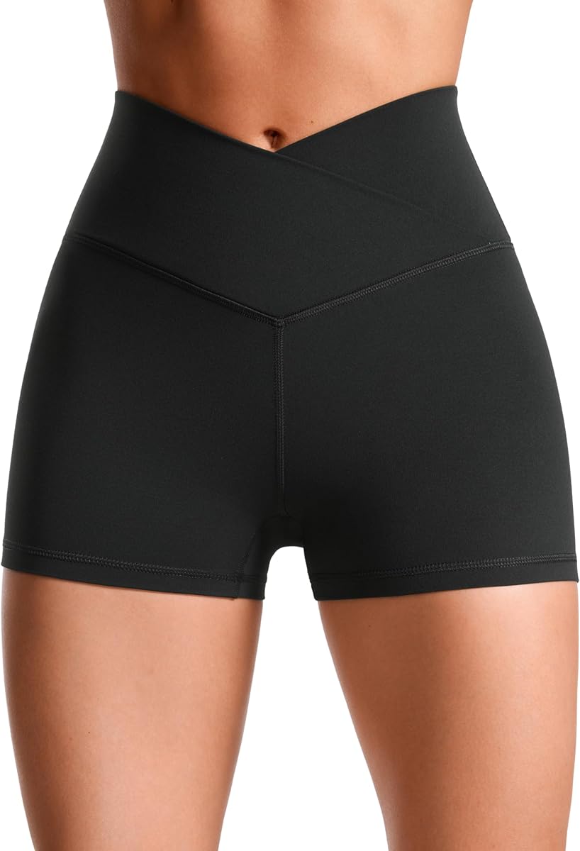 CRZ YOGA Crossover Biker Shorts 3" | Butterluxe, Extremely Soft, Gentle Compression, Yoga, V Criss Cross, for Women