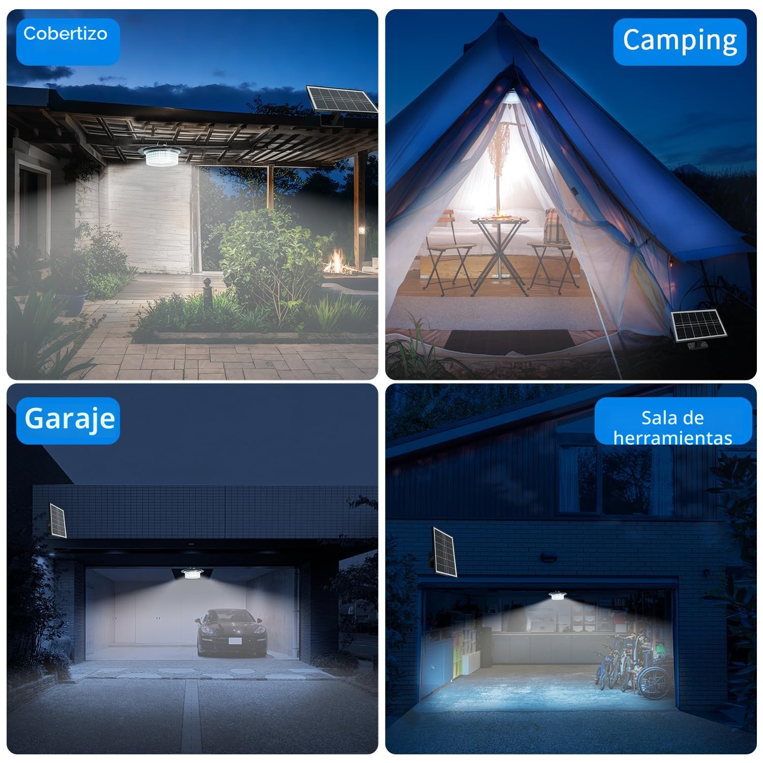 LEKIA Luz Solares Interior e Exterior, 244 LED Lámparas Solar Colgante con Mando a Distancia, Batería de 4400mAh, Resistente al Agua, 5 Modos Luces Kit Solar Jardín con Sensor, Temporizador