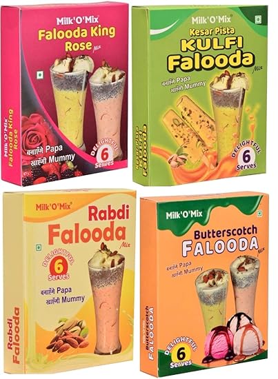 Milkomix Milkshake Powder Combo King Rose/ Kulfi/Rabdi / Butterscotch Milk Products for Childrens and Adults Pack of 04