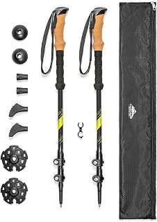 Cascade Mountain Tech Carbon Fiber Trekking Poles - Ultralight Quick Lock Hiking Walking Sticks Adjustable 26-54"