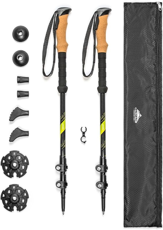 Bastones de trekking: bastones para caminar o caminar de fibra de carbono con cierres ajustables rápidos