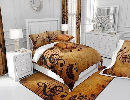 Miniatura 5 de Manfei Musical Throw Blanket Retro Musical Notes Print Bed Blanket for Kids Boys Girls Room Decor, Music Theme Blanket for Couch Sofa, Soft and