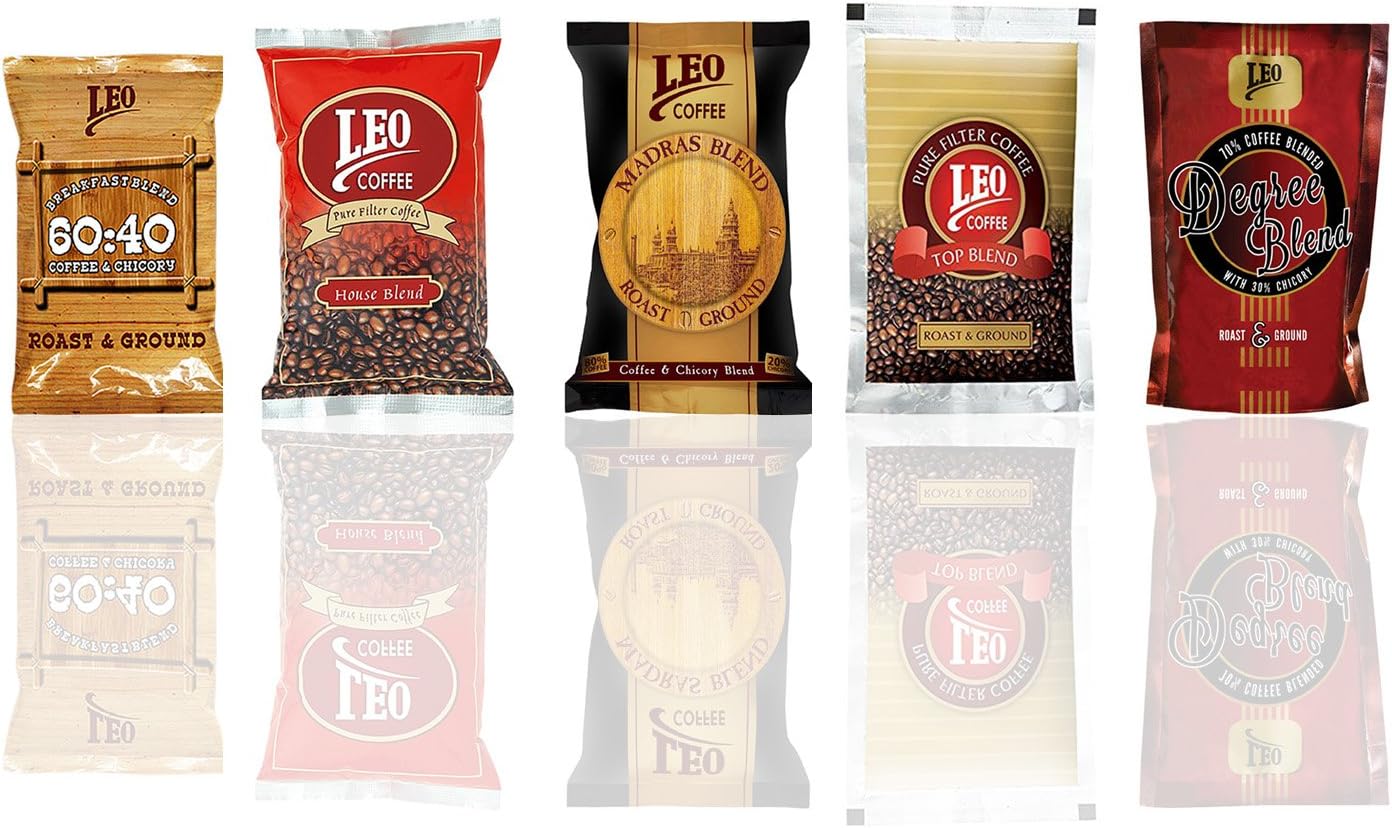 Leo Coffee Filter Coffee Powder Combo - 200Gm Of (Top Blend, House Blend, Breakfast Blend, Degree Blend & Madras Blend)