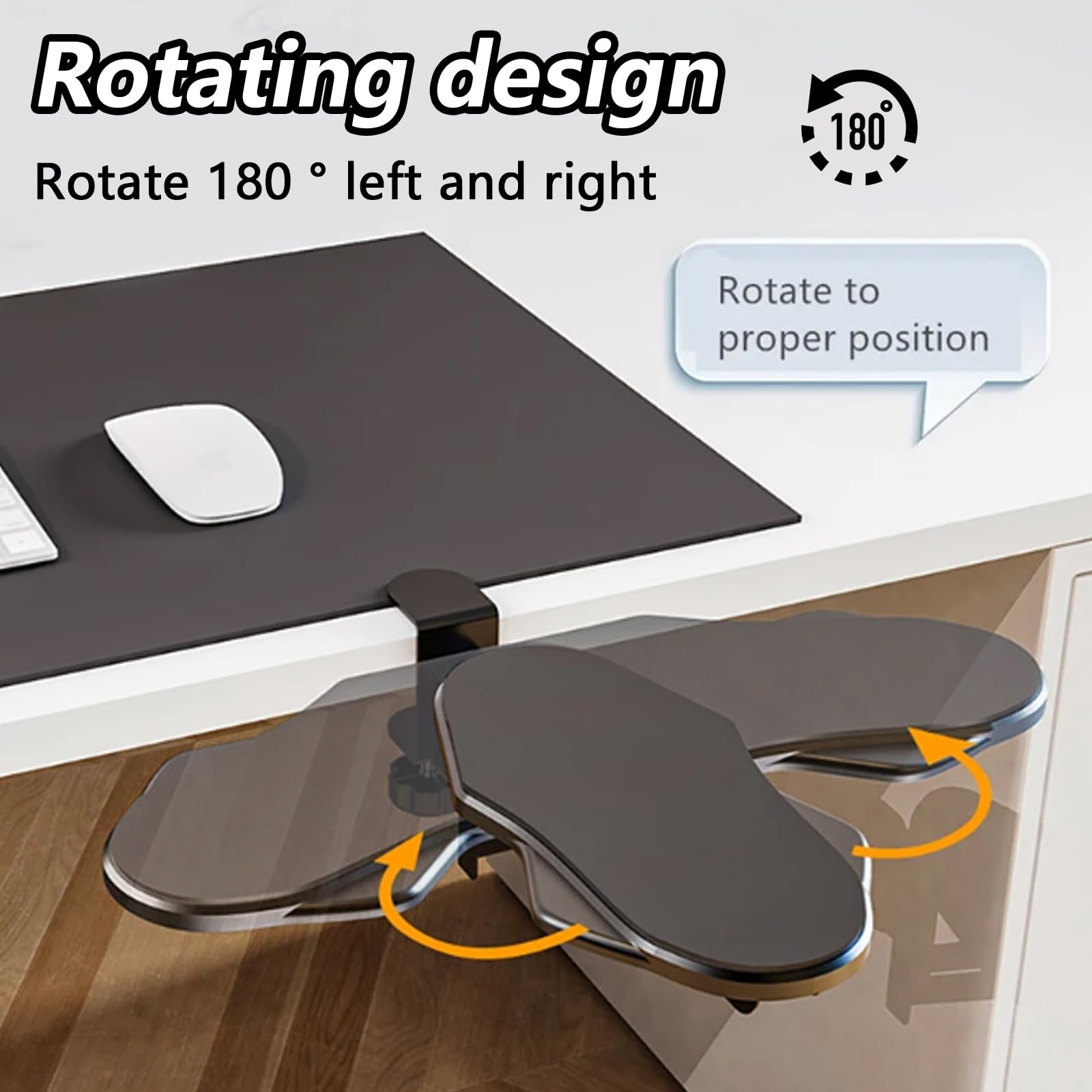 Prolunga Da Scrivania Ergonomica Con Bracciolo – 64x24 Cm, Poggiapolsi Regolabile, Supporto Per Tastiera E Mouse, Pieghevole A 90°, Capacità 15 Kg, Compatibile Con Scrivanie Larghe >30", Nero