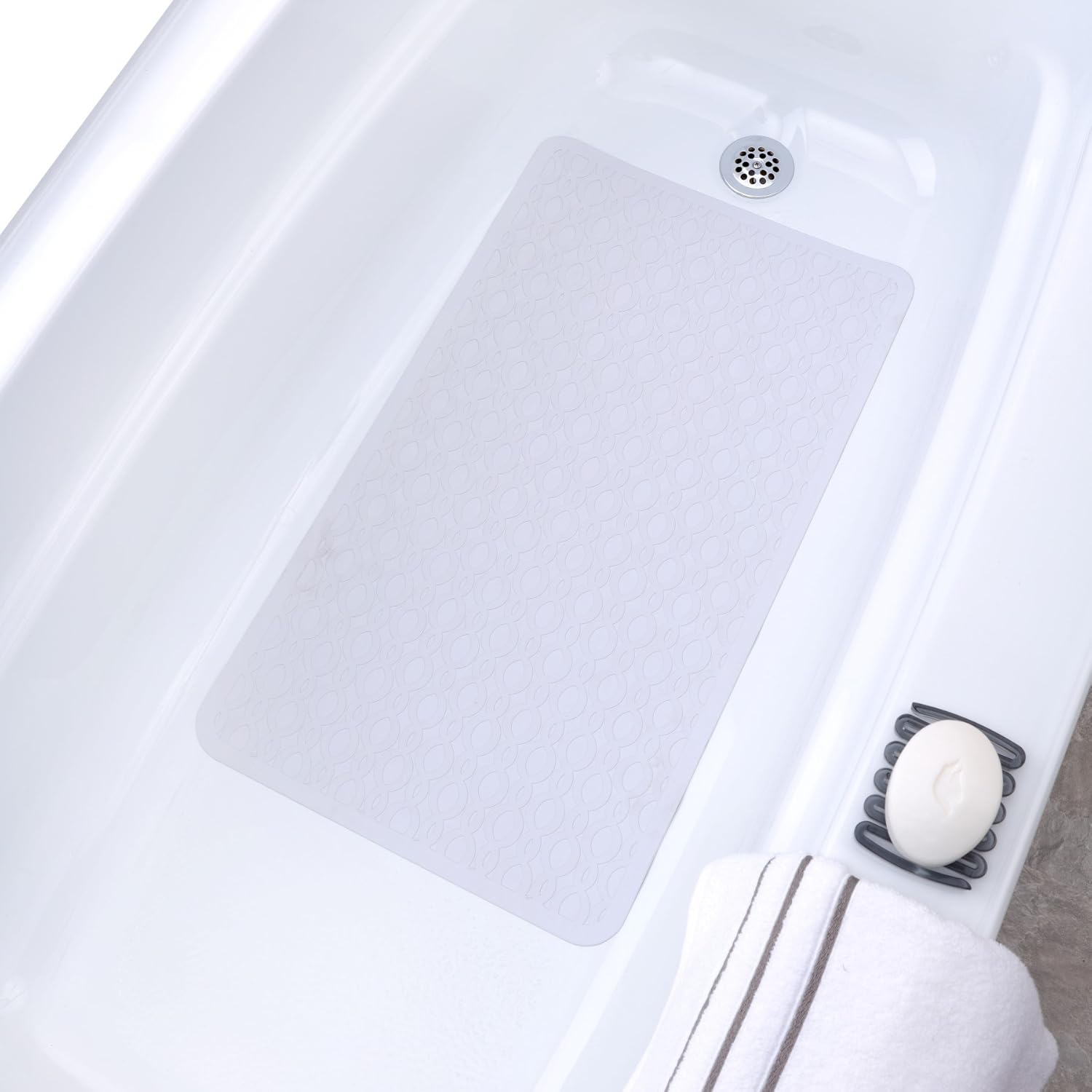 SlipX Solutions Durable Rubber Safety Mat 22 x 14, Feel Safe and Surefooted in Your Bath or Shower, Extra Grippy Surface Texture and Over 100 Power Grip Suction Cups, Machine Washable, White : Home & Kitchen